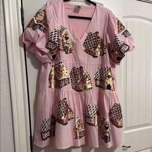 Charming Pink Queen of Sparkles Gingerbread House Dress